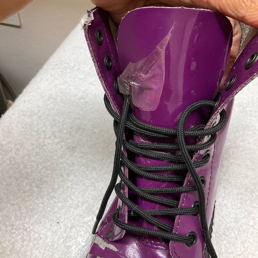 Dr. Martens Shiny Purple Combat Boots - Picture 8 of 13